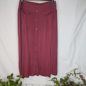 Torrid Size 2 Red Challis Button Down Skirt with Pockets